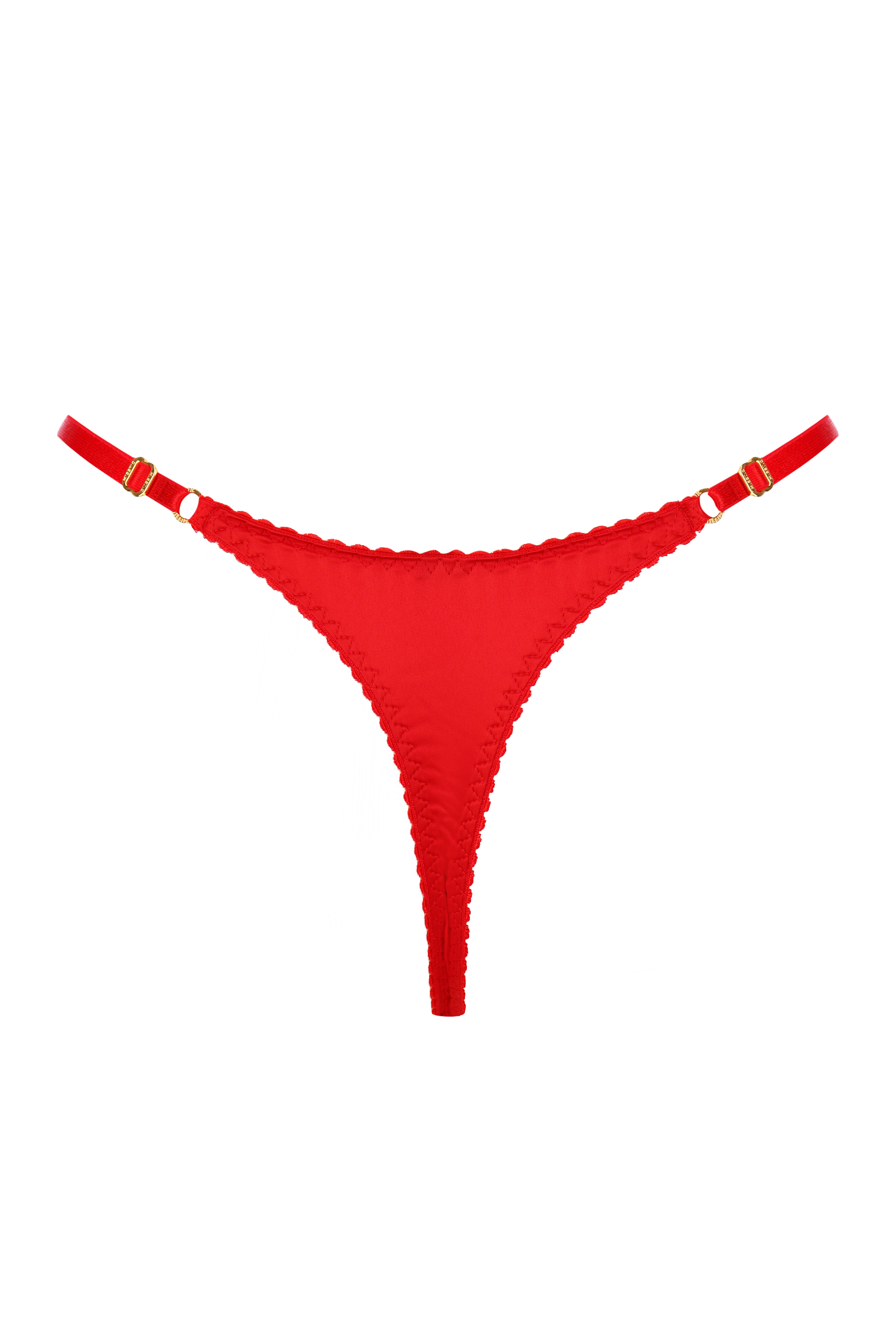 Червоні трусики з атласу з написом Sex Symbol зі страз.