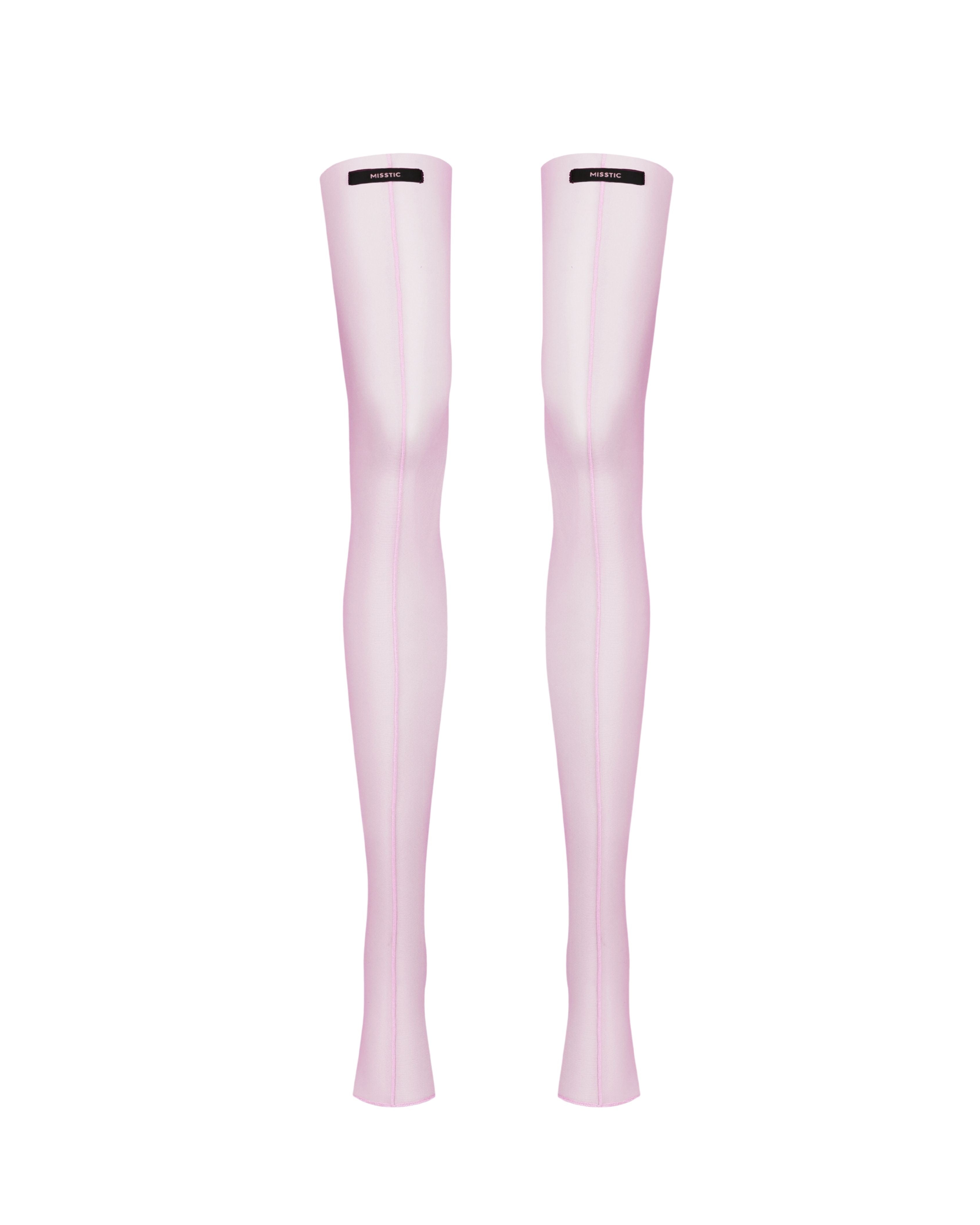 Панчохи еластичні з латвійської сітки без носочку  зі швом спереду та ззаду із брендованою біркою. 